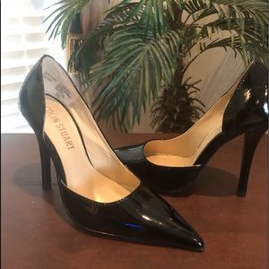 Black shiny high heels